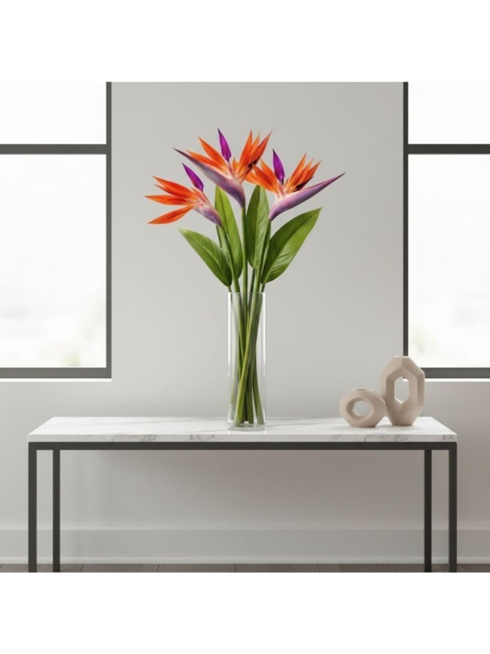 Artificial Bird of Paradise Flowers Realistic Strelitzia 3 Stem Bundle - Picture 9 of 9